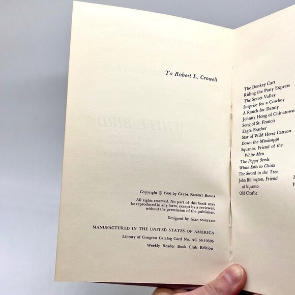 White Bird Clyde Robert Bulla 1966 Weekly Reader Vintage Kids Book - Picture 3 of 7